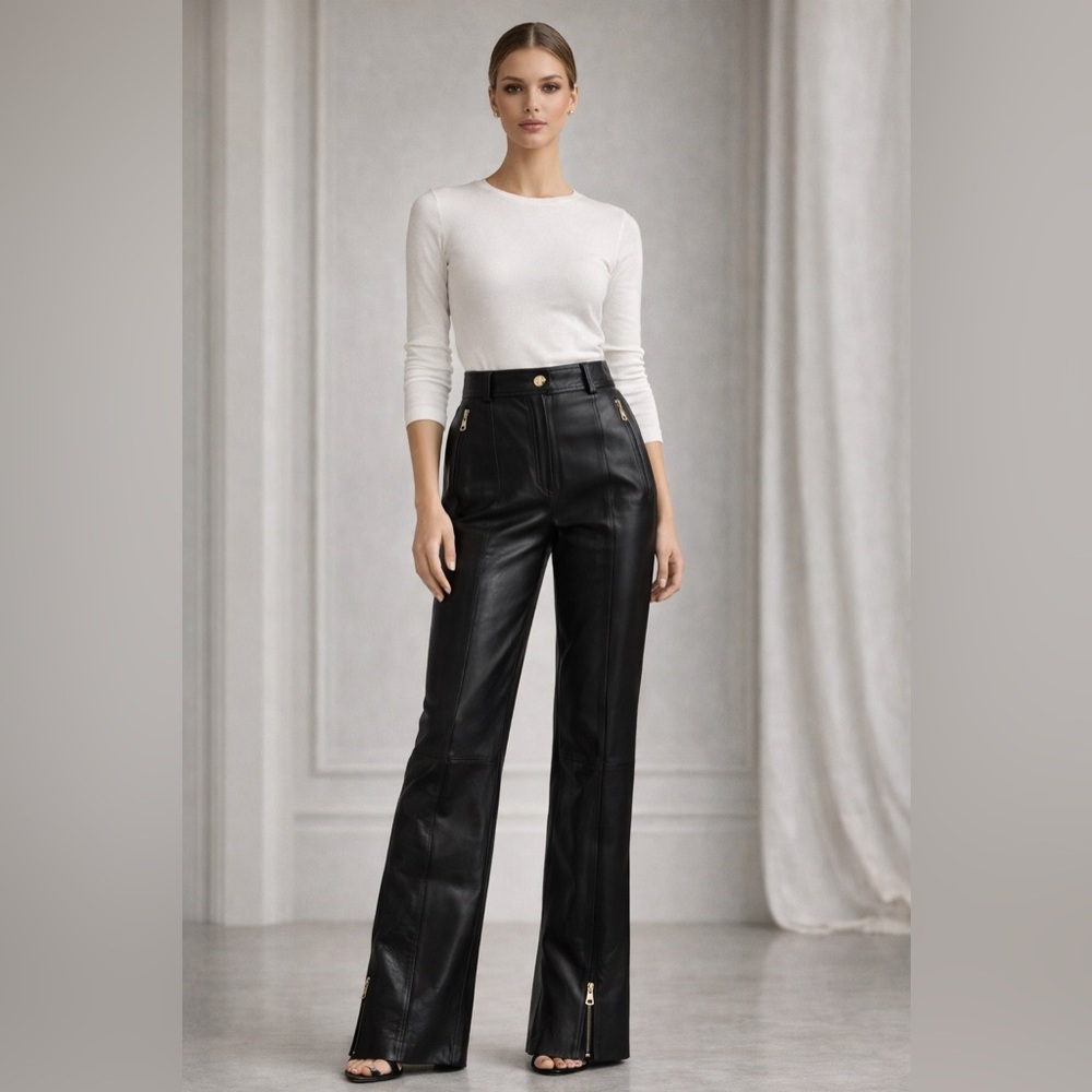 CHANEL Black Leather Pants